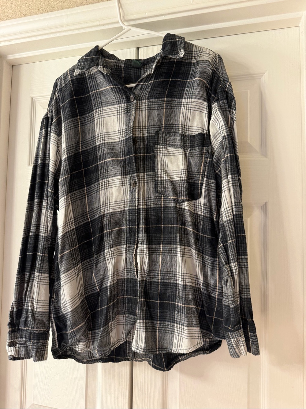wild fable Black and White Plaid Button-Down Shirt with Pockets